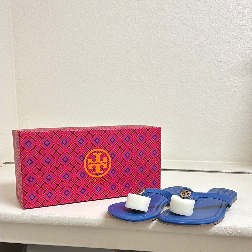 Tory Burch Blue Flat Sandals